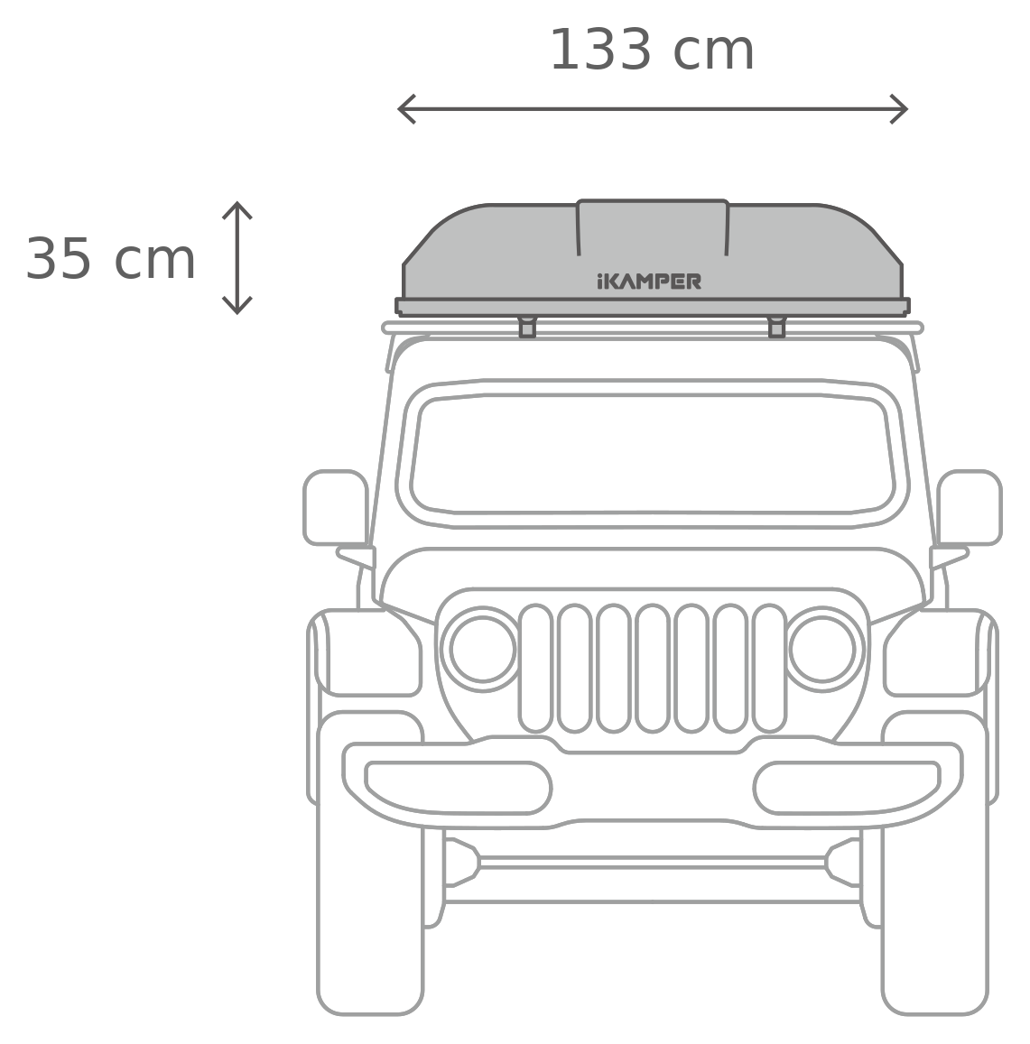 Skycamp 4.0 Duo – Stängt, framifrån (155 x 133 x 35 cm)