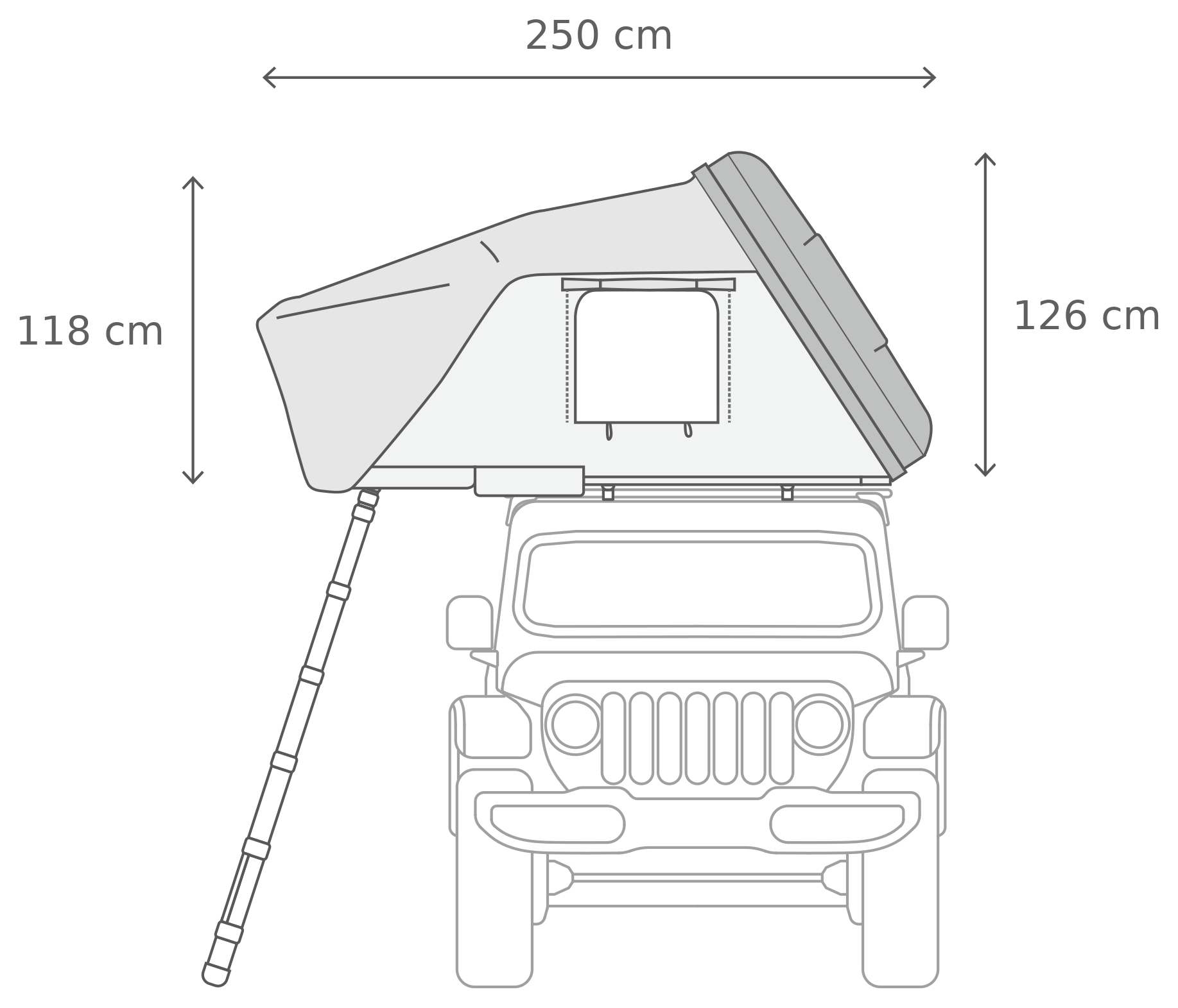 Skycamp 4.0 Duo – Öppet, framifrån (153 x 210 x 126 cm)