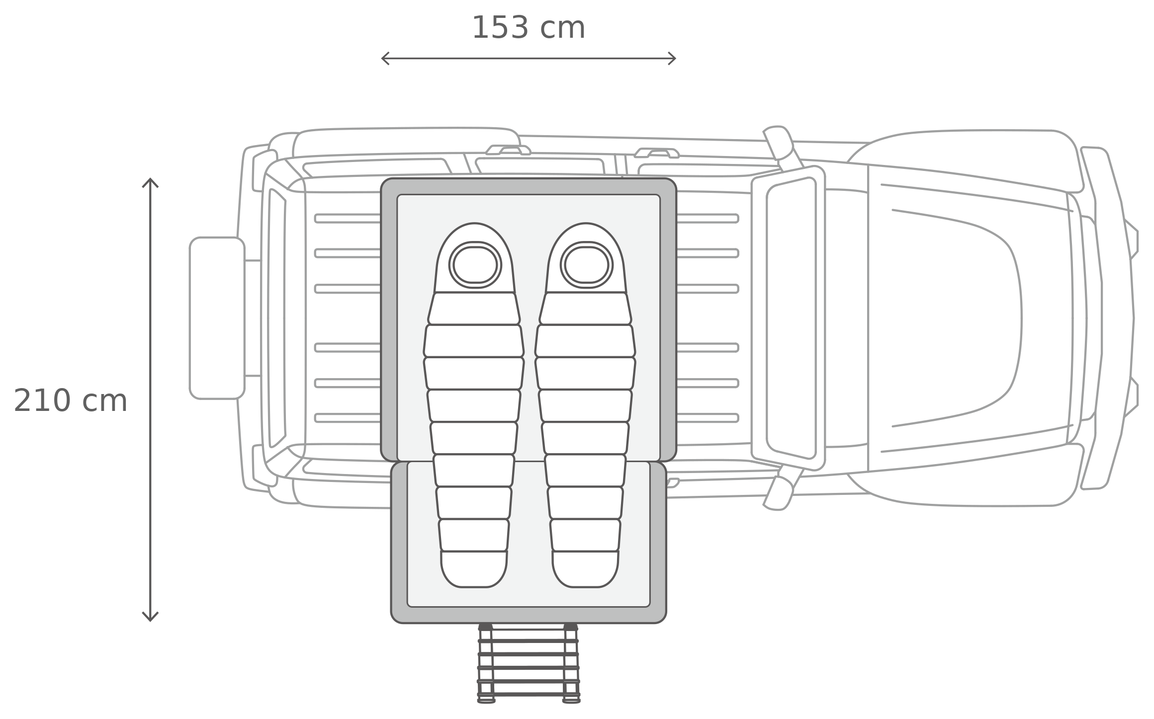 Skycamp 4.0 Duo – Öppet, ovanifrån (153 x 210 x 126 cm)