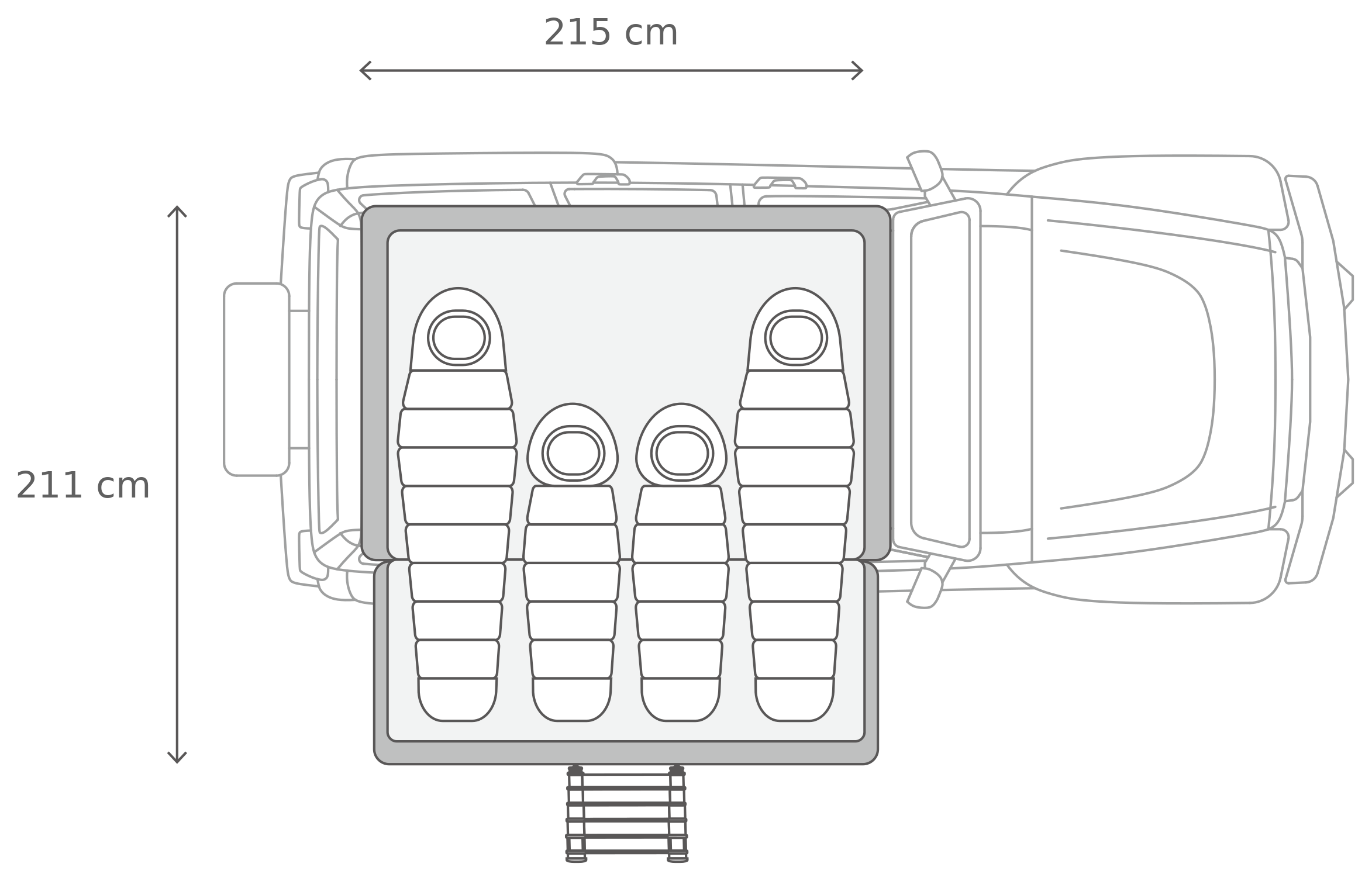Skycamp 4.0 Quad – Öppet, ovanifrån (215 x 211 x 131 cm)