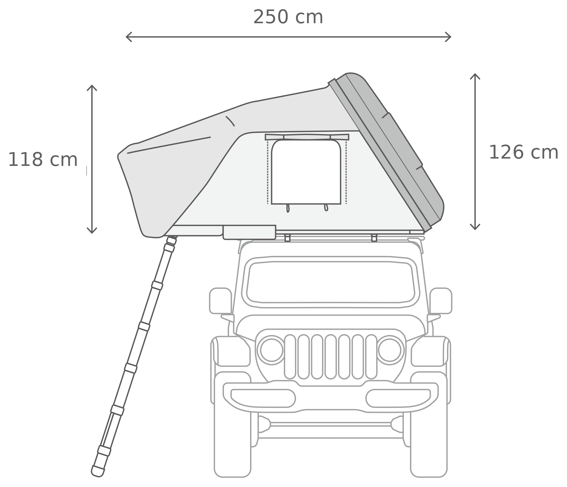 Skycamp 4.0 Trio – Öppet, framifrån (171 x 210 x 126 cm)